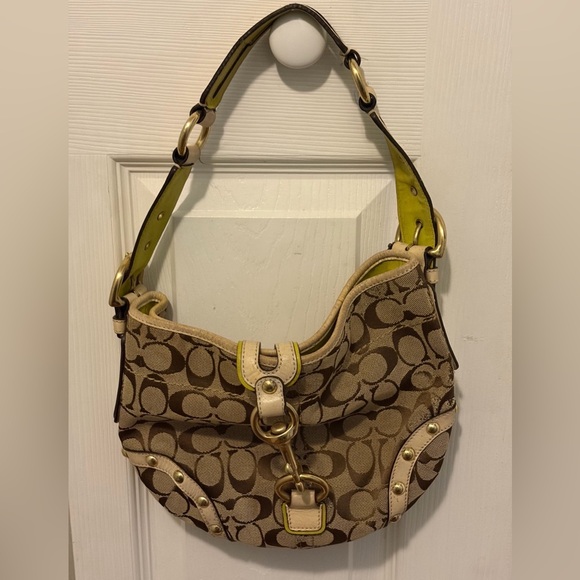 Coach Handbags - Coach 1470 limited edition signature studded hobo with lime green suede detail 🌺